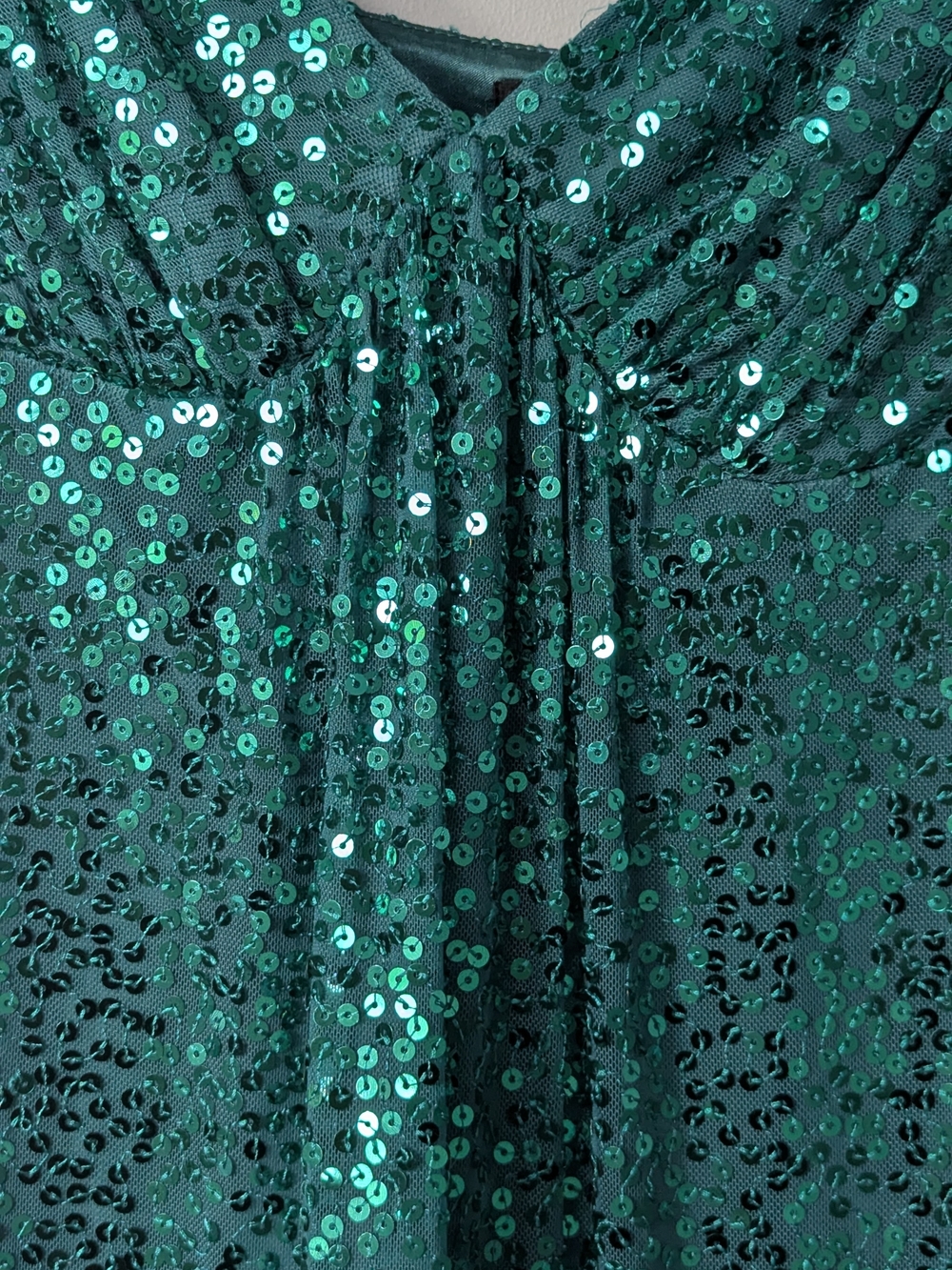 BETSEY JOHNSON Vintage Emerald Sequin Slip Party Dress - Size 0 - Picture 5 of 8